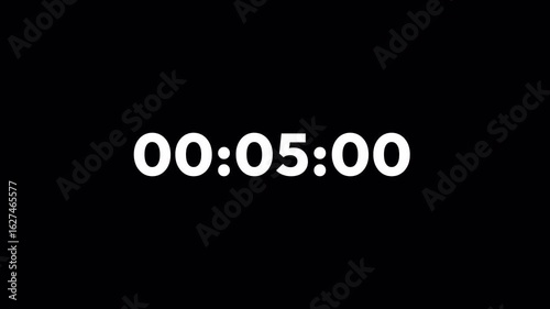 one Minute Digital Countdown Timer with minute, seconds, milliseconds from 0 to 60 seconds on transparent background, one minute countup video with alpha  channel.