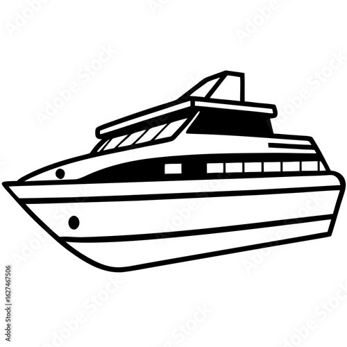 Close-Up Transparent Yacht SVG Clipart Luxury Boat Illustration