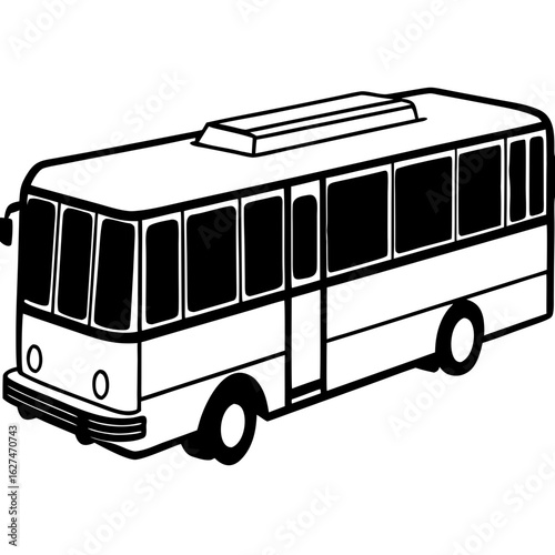 Close-Up Trolleybus Illustration on Transparent White Background – SVG Vector Graphic