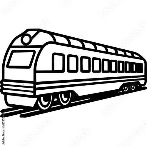 Close-Up Passenger Train Illustration on Transparent White Background – SVG Vector Graphic