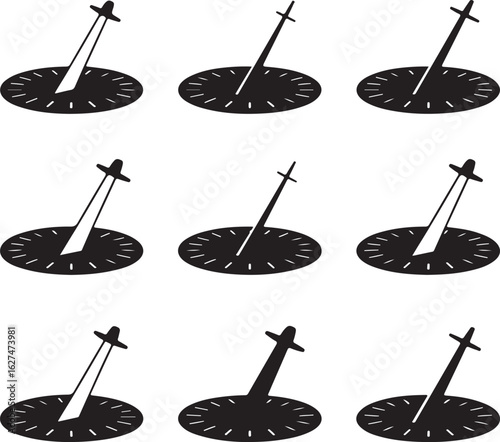 Sundials with gnomons casting shadows time ancient