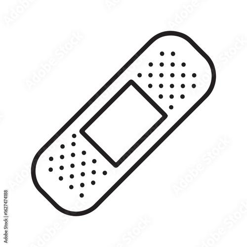 Adhesive Bandage Line Icon. First aid plaster for wound care, simple medical vector illustration.
