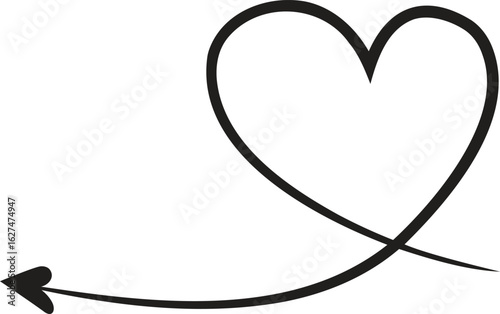 Doodle Curved Arrow with Heart Tip