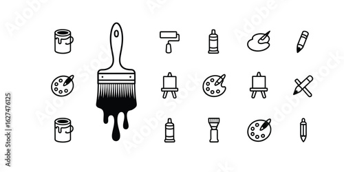 Art painting icons set vector design 


