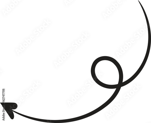 Doodle Curved Arrow with Heart Tip