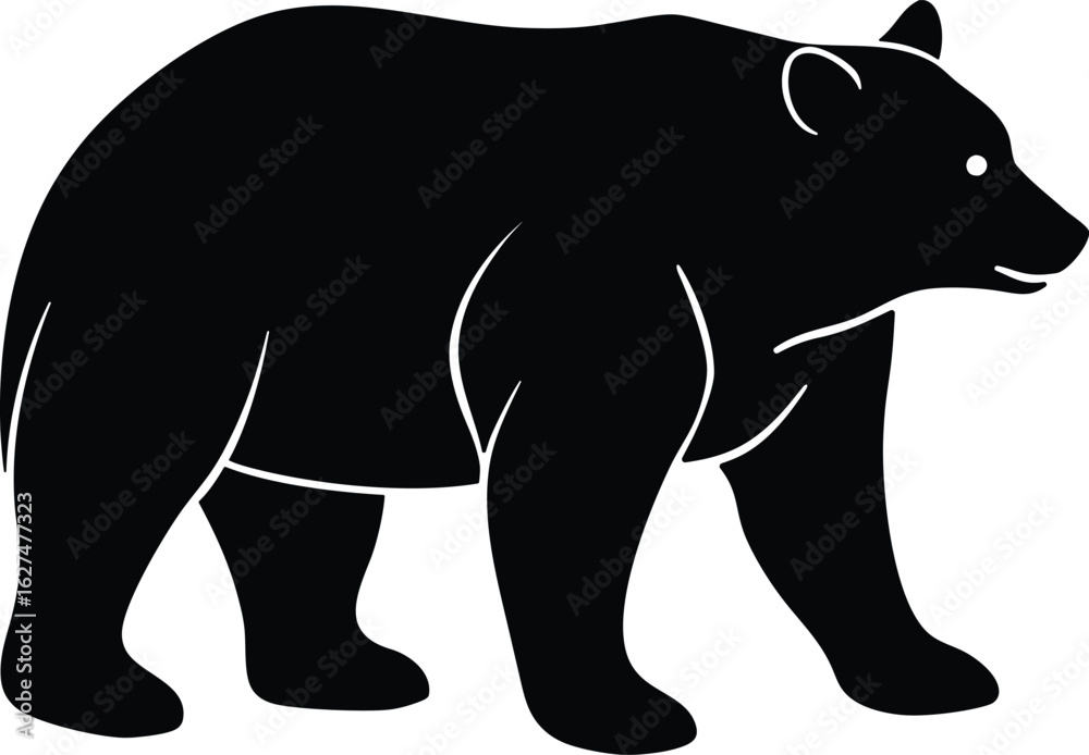 Obraz premium wild bear icon, grizzly bear vector, forest animal silhouette, bear walking shape, brown bear outline