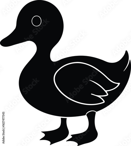 duck profile vector, waterfowl outline, swimming duck icon, flying duck shadow, duck side view, 