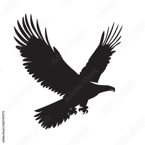 Black eagle profile gazes sharply with intricate detailing in this transparent background vector