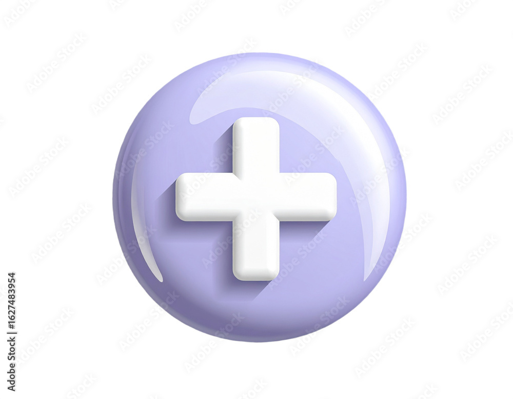 Discover modern medical care with a clean, 3D rendered plus symbol emblem Discover modern medical care with a clean, 3D rendered plus symbol emblem