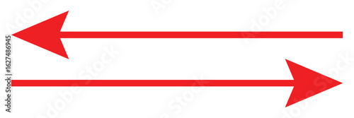 This is an illustration of an arrow going in both directions (red double arrow).EPS10