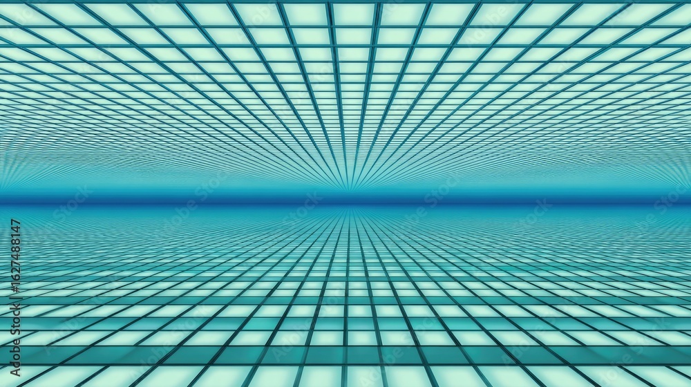 Obraz premium Geometric perspective of a gridded pathway.