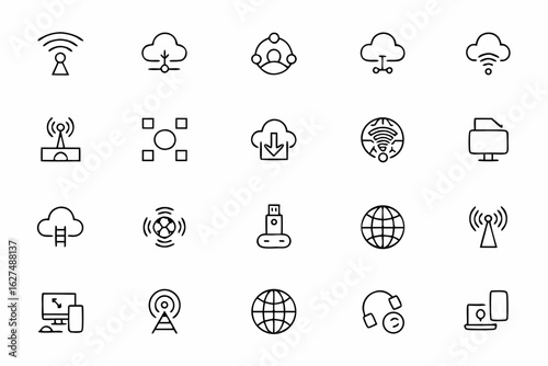 A focused bundle visualizing internet infrastructure and global digital communication
