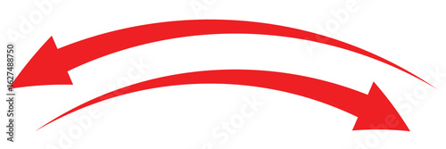 This is an illustration of an arrow going in both directions (red double arrow).EPS10