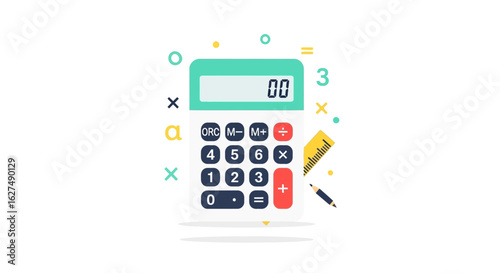 School Calculator Vector Illustration
