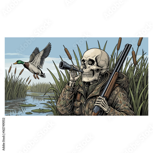 Skeleton Duck Hunter's Last Call hunting illustration 