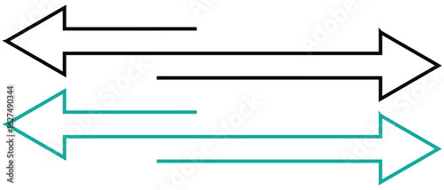 arrows pointing both ways. Both sided right left pointing arrow. Horizontal double-headed arrow. Dual sided arrow vector. Arrows data transfer icon. EPS10