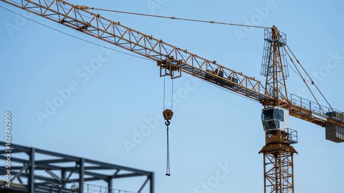 Wallpaper Mural Working crane pulling up hook for heavy construction, building development, structural engineering footage. Torontodigital.ca