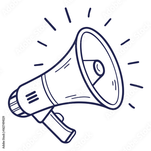 Illustration of a megaphone isolated on white background for design element to amplify voice and make announcements