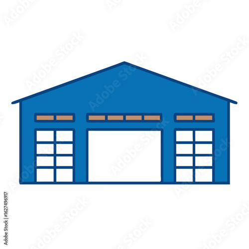 A simple blue warehouse or industrial building, perfect for illustrating concepts related to storage, logistics, and business infrastructure. The image provides a clean.