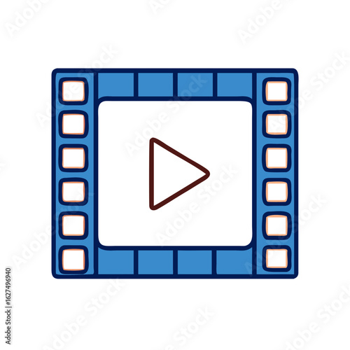A vibrant movie film strip icon featuring a play button. Capture the essence of media, entertainment, and storytelling in a modern visual.