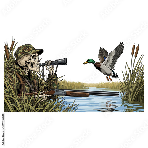 Skeleton Duck Hunter's Last Call hunting illustration 
