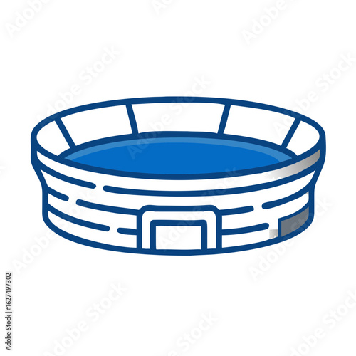 A detailed architectural illustration of an impressive stadium featuring clean lines and vibrant colors, ideal for sports and event-related visuals. 