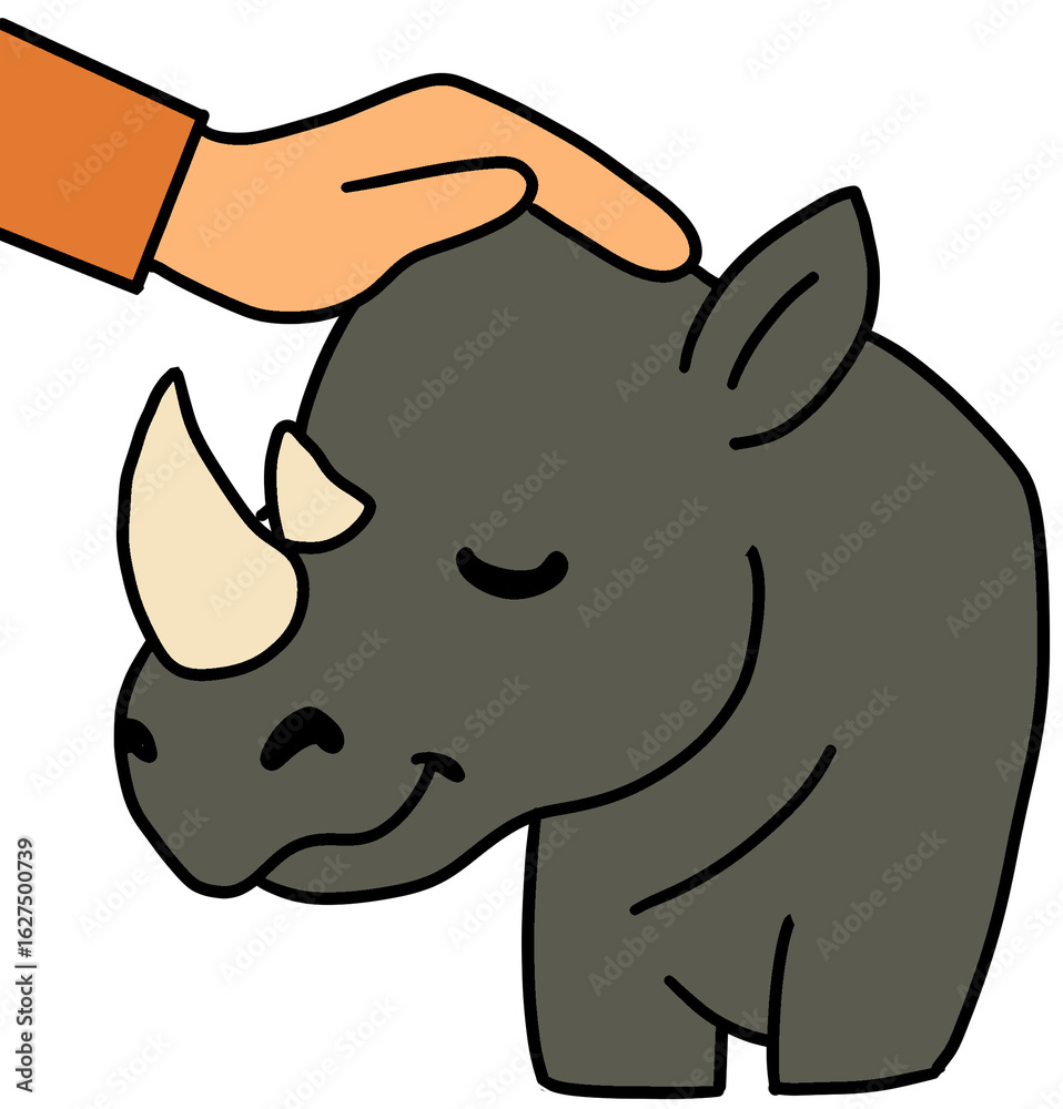 Fototapeta premium 검은 코뿔소 보호 손