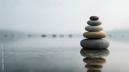 Tranquil Stacked Stones Generative AI Art