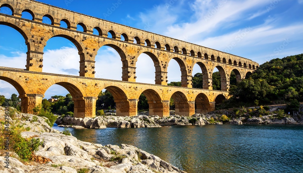 Fototapeta premium Ancient stone arch bridge over a river