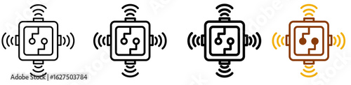 Smart sensor icon set in clean outline style for IoT devices, automation control UI, and smart systems, featuring multistyle stroke and full color variation set