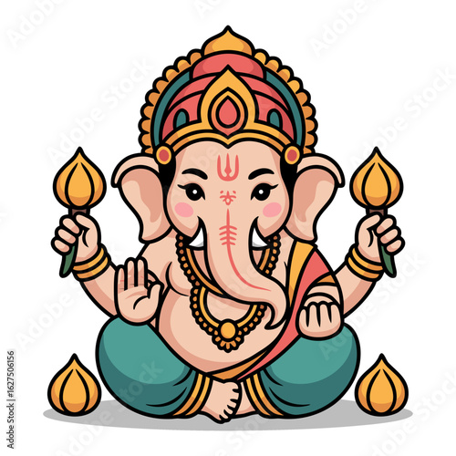 lord ganesha line art drawing, god ganesh picture, god ganesh vector image	