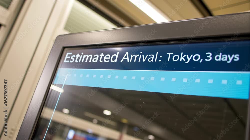 Estimated Arrival Display in Airport Terminal Showing Tokyo Destination Estimated Arrival Display in Airport Terminal Showing Tokyo Destination
