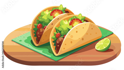 Delicious tacos with fresh toppings and lime wedge