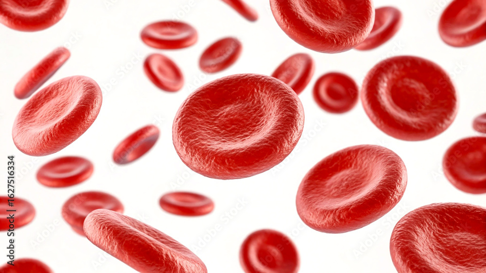 Fototapeta premium Red blood cells floating in fluid erythrocytes circulation
