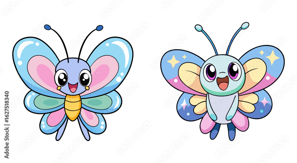 Obraz premium Cartoon butterfly character vector illustration design
