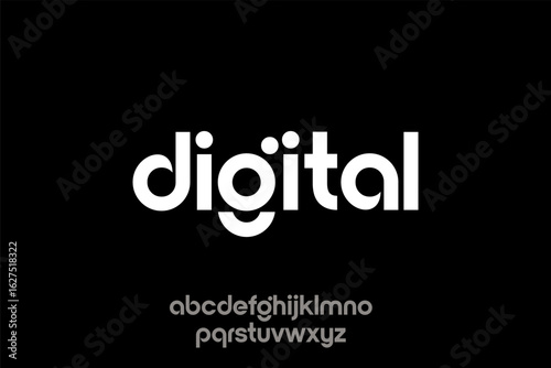 White Digital Typography Font on Black Background