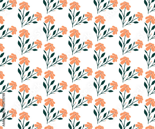 Seamless vintage floral pattern with ornate flowers and leaves for fabric or wallpaper design