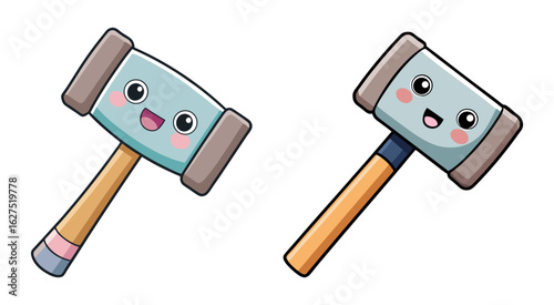 Cartoon hammer character vector illustration design