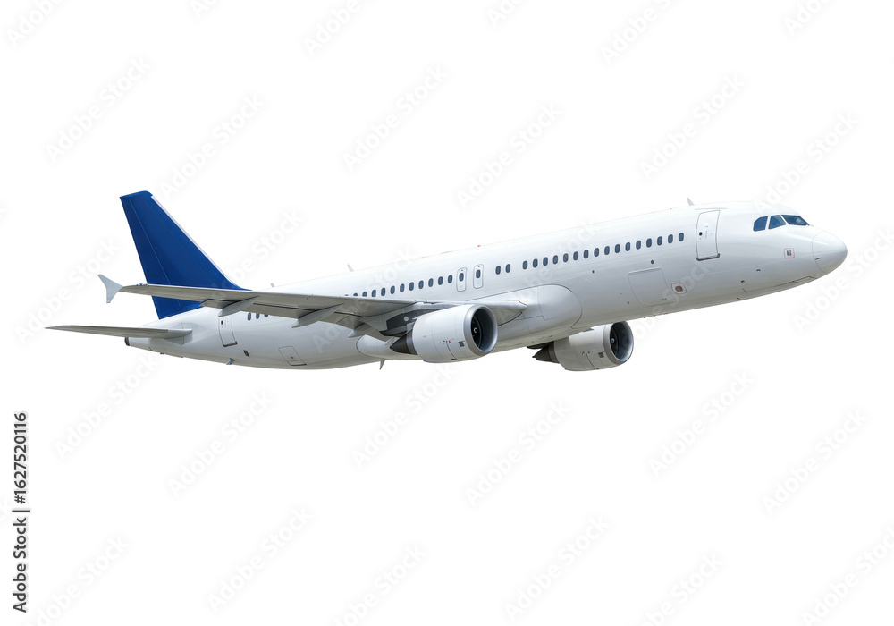 Obraz premium A sleek commercial airplane soaring through a clear blue sky, symbolizing travel