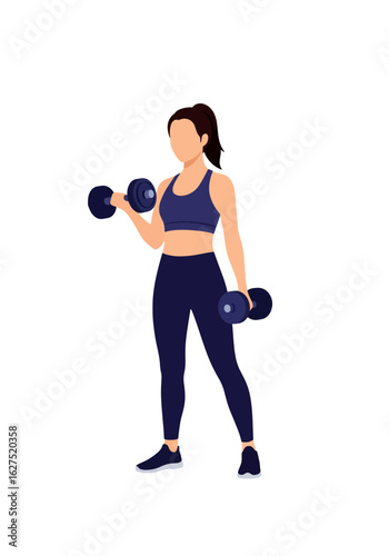 Woman Lifting Weights: Fitness and Strength Training Illustration