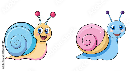 Cartoon snail character vector illustration design