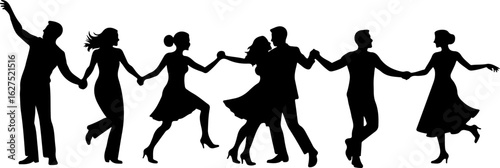 Dancing Couples And Female  Profile with Various Hairstyles" Bundle