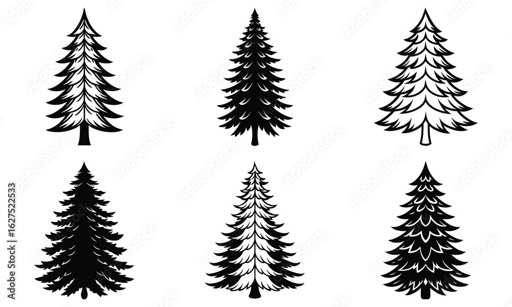 Obraz premium Stylized fir tree silhouette set design