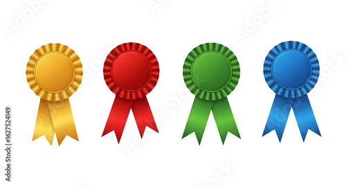 Collection of bright vector award ribbons with lifelike shadows

