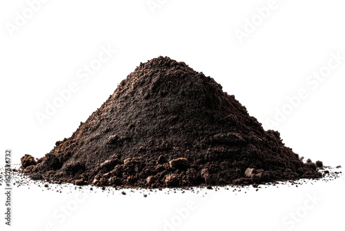 Dark earth mound on black background gardening soil texture agriculture planting ground dirt compost