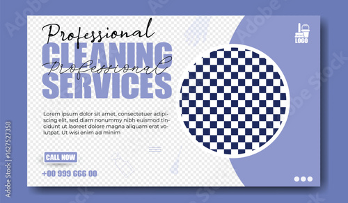 Bright cleaning services advertisement with colorful laundry in a circle