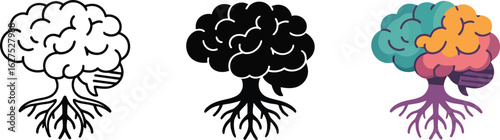Growth mindset brain power with colorful creative thinking