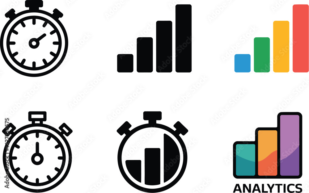 Fototapeta premium Stopwatch and analytics icons