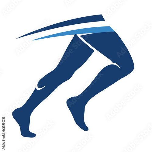 Minimal Blue Lower-Leg Runner Illustration with Speed Lines