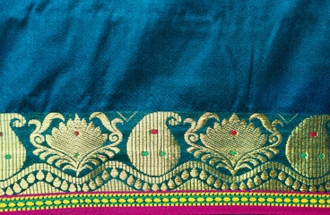 indian cotton sari golden border India 